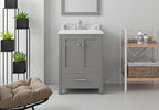 VHG GS-50024-DWQSQ-GR-NM Caroline Avenue 24" Single Bath Vanity in Gray with White Quartz Top and Square Sink