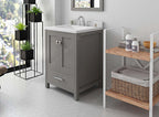 VHG GS-50024-DWQSQ-GR-NM Caroline Avenue 24" Single Bath Vanity in Gray with White Quartz Top and Square Sink