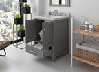 VHG GS-50024-DWQSQ-GR-NM Caroline Avenue 24" Single Bath Vanity in Gray with White Quartz Top and Square Sink