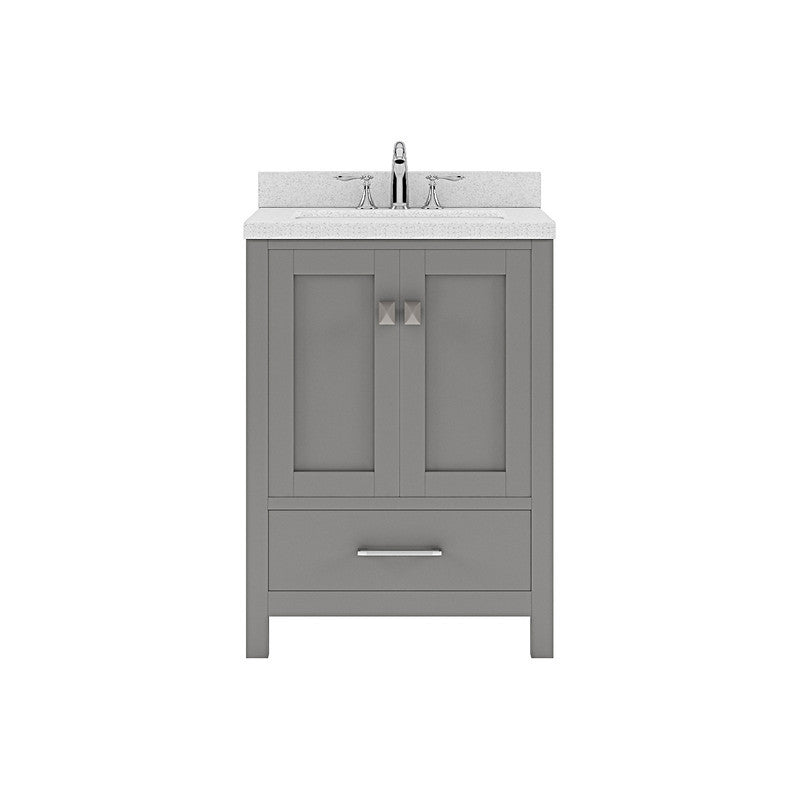 VHG GS-50024-DWQSQ-GR-NM Caroline Avenue 24" Single Bath Vanity in Gray with White Quartz Top and Square Sink