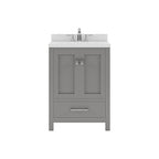 VHG GS-50024-DWQSQ-GR-NM Caroline Avenue 24" Single Bath Vanity in Gray with White Quartz Top and Square Sink