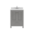 VHG GS-50024-DWQSQ-GR-NM Caroline Avenue 24" Single Bath Vanity in Gray with White Quartz Top and Square Sink