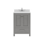 VHG GS-50024-DWQSQ-GR-NM Caroline Avenue 24" Single Bath Vanity in Gray with White Quartz Top and Square Sink