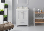VHG GS-50024-DWQSQ-WH-NM Caroline Avenue 24" Single Bath Vanity in White with White Quartz Top and Square Sink