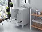 VHG GS-50024-DWQSQ-WH-NM Caroline Avenue 24" Single Bath Vanity in White with White Quartz Top and Square Sink