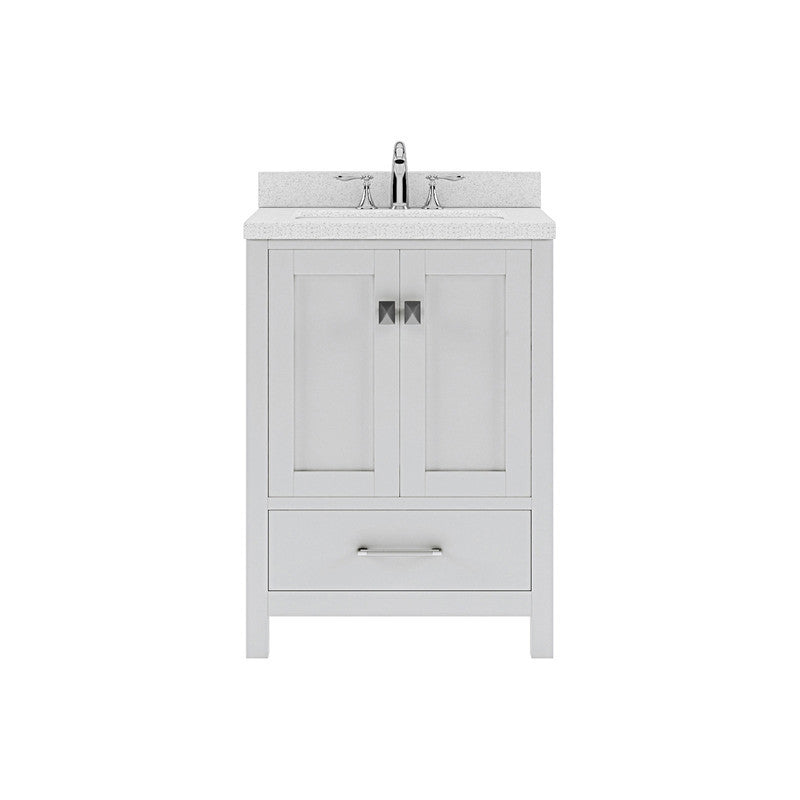 VHG GS-50024-DWQSQ-WH-NM Caroline Avenue 24" Single Bath Vanity in White with White Quartz Top and Square Sink