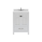 VHG GS-50024-DWQSQ-WH-NM Caroline Avenue 24" Single Bath Vanity in White with White Quartz Top and Square Sink