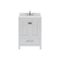 VHG GS-50024-DWQSQ-WH-NM Caroline Avenue 24" Single Bath Vanity in White with White Quartz Top and Square Sink