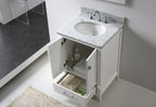 VHG GS-50024-WMRO-WH-NM Caroline Avenue 24" Single Bath Vanity in White with White Marble Top and Round Sink