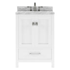 VHG GS-50024-WMRO-WH-NM Caroline Avenue 24" Single Bath Vanity in White with White Marble Top and Round Sink