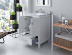 VHG GS-50024-WMSQ-WH-NM Caroline Avenue 24" Single Bath Vanity in White with White Marble Top and Square Sink