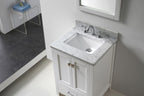 VHG GS-50024-WMSQ-WH-NM Caroline Avenue 24" Single Bath Vanity in White with White Marble Top and Square Sink