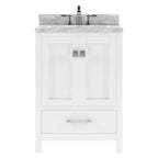 VHG GS-50024-WMSQ-WH-NM Caroline Avenue 24" Single Bath Vanity in White with White Marble Top and Square Sink