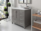 VHG GS-50036-DWQSQ-GR-NM Caroline Avenue 36" Single Bath Vanity in Gray with White Quartz Top and Square Sink