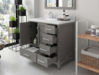 VHG GS-50036-DWQSQ-GR-NM Caroline Avenue 36" Single Bath Vanity in Gray with White Quartz Top and Square Sink