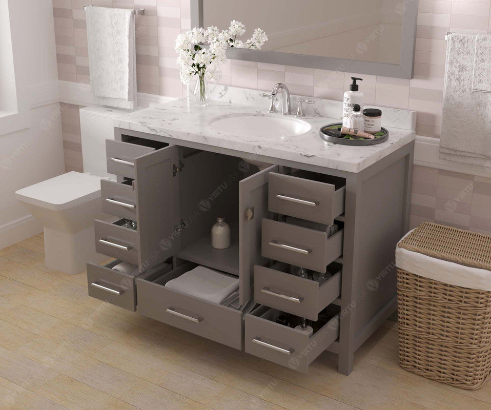VHG GS-50048-CMRO-GR-NM Caroline Avenue 48" Single Bath Vanity in Gray with Cultured Marble Quartz Top and Round Sink