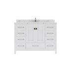 VHG GS-50048-CMRO-WH-NM Caroline Avenue 48" Single Bath Vanity in White with Cultured Marble Quartz Top and Round Sink