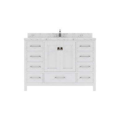 VHG GS-50048-CMRO-WH-NM Caroline Avenue 48" Single Bath Vanity in White with Cultured Marble Quartz Top and Round Sink