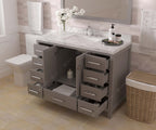 VHG GS-50048-CMSQ-GR-NM Caroline Avenue 48" Single Bath Vanity in Gray with Cultured Marble Quartz Top and Square Sink
