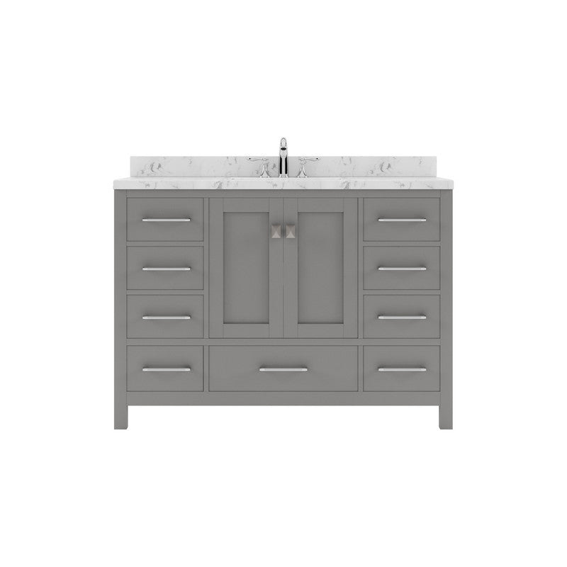 VHG GS-50048-CMSQ-GR-NM Caroline Avenue 48" Single Bath Vanity in Gray with Cultured Marble Quartz Top and Square Sink