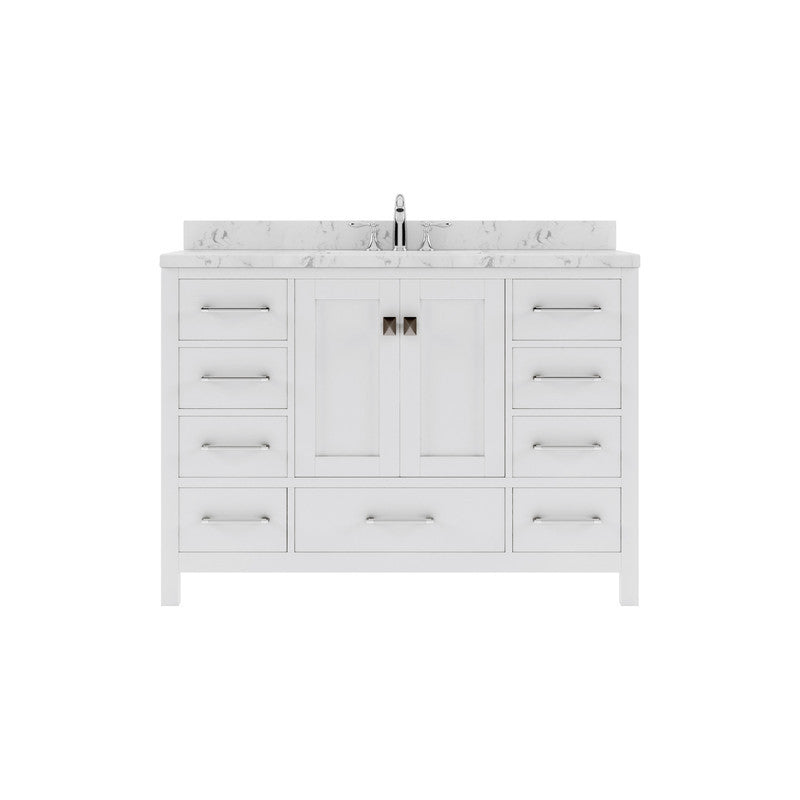 VHG GS-50048-CMSQ-WH-NM Caroline Avenue 48" Single Bath Vanity in White with Cultured Marble Quartz Top and Square Sink