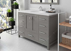 VHG GS-50048-DWQRO-GR-NM Caroline Avenue 48" Single Bath Vanity in Gray with White Quartz Top and Round Sink