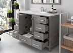 VHG GS-50048-DWQRO-GR-NM Caroline Avenue 48" Single Bath Vanity in Gray with White Quartz Top and Round Sink