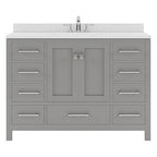 VHG GS-50048-DWQRO-GR-NM Caroline Avenue 48" Single Bath Vanity in Gray with White Quartz Top and Round Sink