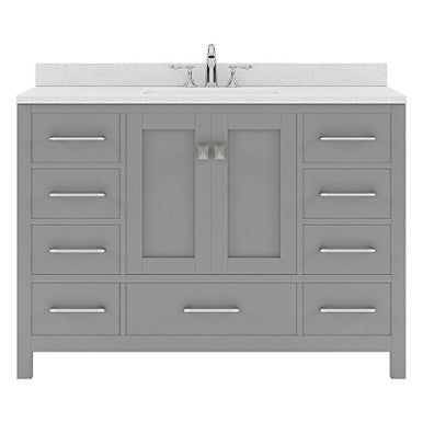 VHG GS-50048-DWQRO-GR-NM Caroline Avenue 48" Single Bath Vanity in Gray with White Quartz Top and Round Sink