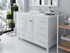 VHG GS-50048-DWQRO-WH-NM Caroline Avenue 48" Single Bath Vanity in White with White Quartz Top and Round Sink