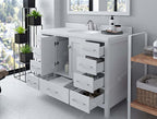 VHG GS-50048-DWQRO-WH-NM Caroline Avenue 48" Single Bath Vanity in White with White Quartz Top and Round Sink