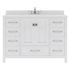 VHG GS-50048-DWQRO-WH-NM Caroline Avenue 48" Single Bath Vanity in White with White Quartz Top and Round Sink