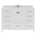 VHG GS-50048-DWQRO-WH-NM Caroline Avenue 48" Single Bath Vanity in White with White Quartz Top and Round Sink