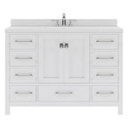 VHG GS-50048-DWQRO-WH-NM Caroline Avenue 48" Single Bath Vanity in White with White Quartz Top and Round Sink