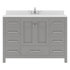 VHG GS-50048-DWQSQ-GR-NM Caroline Avenue 48" Single Bath Vanity in Gray with White Quartz Top and Square Sink