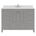 VHG GS-50048-DWQSQ-GR-NM Caroline Avenue 48" Single Bath Vanity in Gray with White Quartz Top and Square Sink