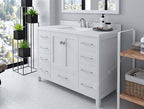 VHG GS-50048-DWQSQ-WH-NM Caroline Avenue 48" Single Bath Vanity in White with White Quartz Top and Square Sink