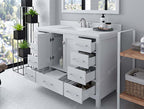 VHG GS-50048-DWQSQ-WH-NM Caroline Avenue 48" Single Bath Vanity in White with White Quartz Top and Square Sink