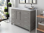 VHG GS-50048-WMRO-GR-NM Caroline Avenue 48" Single Bath Vanity in Gray with White Marble Top and Round Sink