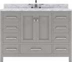 VHG GS-50048-WMRO-GR-NM Caroline Avenue 48" Single Bath Vanity in Gray with White Marble Top and Round Sink