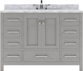 VHG GS-50048-WMRO-GR-NM Caroline Avenue 48" Single Bath Vanity in Gray with White Marble Top and Round Sink