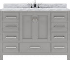 VHG GS-50048-WMRO-GR-NM Caroline Avenue 48" Single Bath Vanity in Gray with White Marble Top and Round Sink