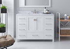 VHG GS-50048-WMRO-WH-NM Caroline Avenue 48" Single Bath Vanity in White with White Marble Top and Round Sink
