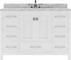 VHG GS-50048-WMRO-WH-NM Caroline Avenue 48" Single Bath Vanity in White with White Marble Top and Round Sink