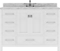 VHG GS-50048-WMRO-WH-NM Caroline Avenue 48" Single Bath Vanity in White with White Marble Top and Round Sink