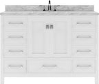 VHG GS-50048-WMRO-WH-NM Caroline Avenue 48" Single Bath Vanity in White with White Marble Top and Round Sink