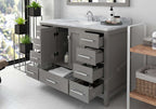 VHG GS-50048-WMSQ-GR-NM Caroline Avenue 48" Single Bath Vanity in Gray with White Marble Top and Square Sink