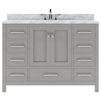 VHG GS-50048-WMSQ-GR-NM Caroline Avenue 48" Single Bath Vanity in Gray with White Marble Top and Square Sink
