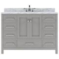 VHG GS-50048-WMSQ-GR-NM Caroline Avenue 48" Single Bath Vanity in Gray with White Marble Top and Square Sink