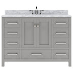 VHG GS-50048-WMSQ-GR-NM Caroline Avenue 48" Single Bath Vanity in Gray with White Marble Top and Square Sink